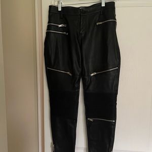 Black leather pants with zippers